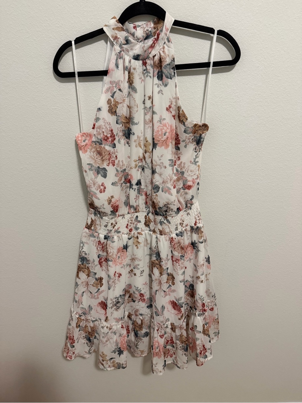 Sweet Lemon Floral Halter Mini Dress